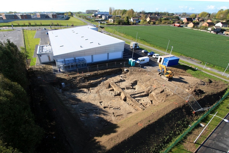 Vue aérienne du site du prieuré Saint-Albin de Bapaume