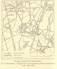 Croquis montrant les systèmes de tranchées entre Neuville-Saint-Vaast, Écurie et Thélus.