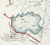 Plan manuscrit représentant les mines d'Hardinghen.