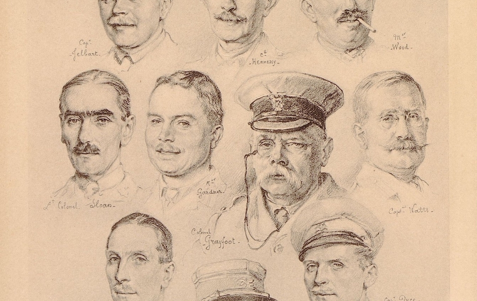 Dessin de portraits d'officiers.