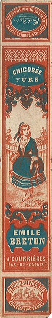Marque-page couleur montrant une jeune femme vêtue à la mode du 18ième siècle.