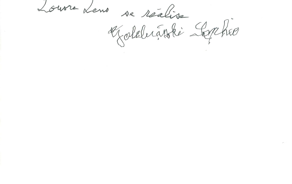 Texte manuscrit sur lequel on lit : "Un rêve se réalise ! Prebilae Helena. Mon souhait pour l'arrivée du Louvre-Lens se réalise. Goleliranski Sophie". 