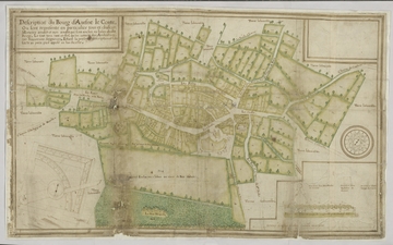 Plan aquarellé du bourg d'Avesnes-le-Comte.