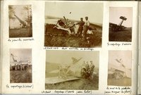 Six photographies sepia montrant des avions accidentés.