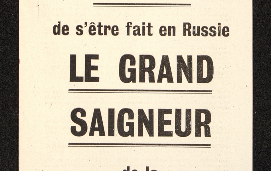 Photographie couleur d'un tract sur lequel on lit : "Remercions Hitler de s'être fait en Russie le grand saigneur de la jeunesse d'Allemagne".