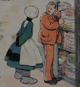 Dessin couleur montrant une femme et un homme devant un pile de documents