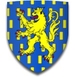 Blason bleu sur lequel on voit un lion jaune.