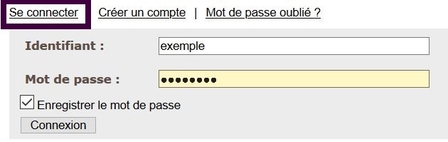 Capture d'écran du menu d'identification des comptes utilisateurs